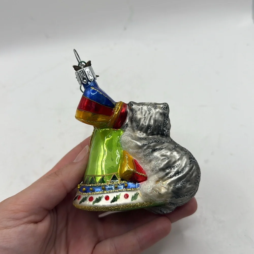 Vtg Neiman Marcus 2005 Exclusive Christmas Glass Ornament Dog Bell Collectible